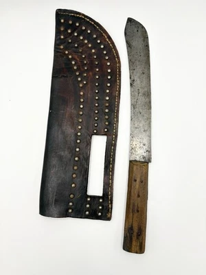 Antique Sheffield I Wilson Sycamore England Trade Knife Studded Leather Sheath - Image 1 of 4
