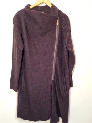 Phase Eight Zip Knit Coat Size 14 Purple Aubergine Byanca Wool Blend Coatigan - Image 1 of 4