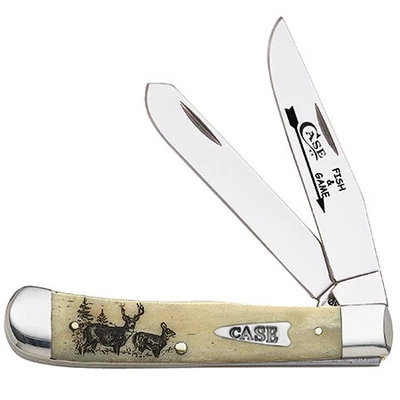 CASE XX KNIVES FISH & GAME NATURAL SMOOTH BONE TRAPPER - WHITETAIL DEER 6254 SS - Image 1 of 2