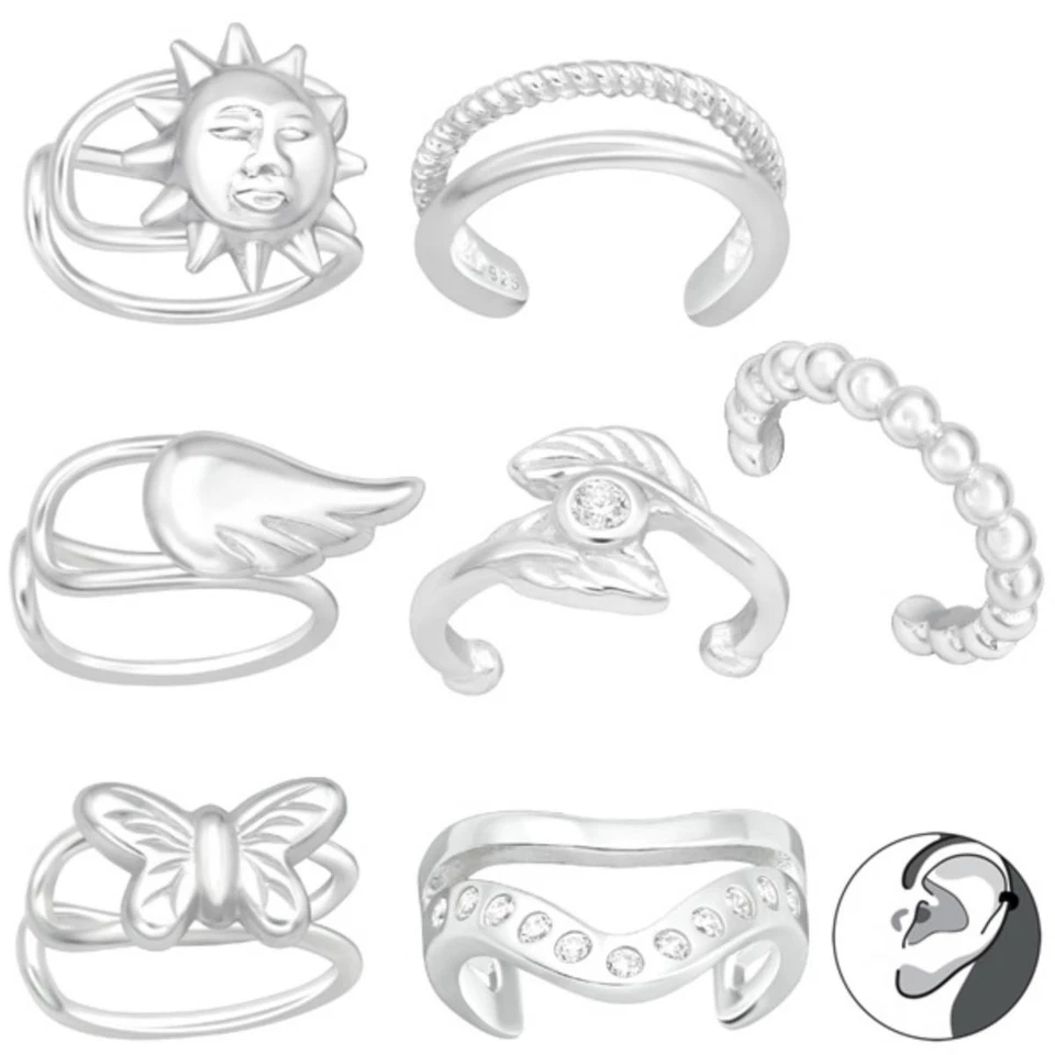 Ohrklemme Silber 925  Ear Cuff Ohrring ohne Loch  Ohr Clip Fake Helix Ohrmuschel - Bild 1 von 1