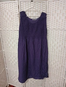 Purple Dress Size 16 Orientique Elastic Front Lined Cotton - Picture 1 of 3