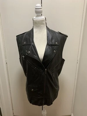 Chaleco de cuero sintético para mujer DIVIDIDO H&M talla 6 negro sin mangas motociclista cremalleras Foto 1 de 4