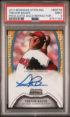 2011 Bowman Sterling Prospects Autographs Trevor Bauer #BSPTB PSA 9 - Image 1 of 2