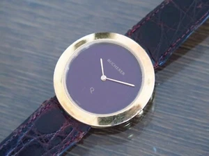 Vintage mens Bucherer Quartz flat design Bordeaux dial nice dress model rare!! - Picture 1 of 10