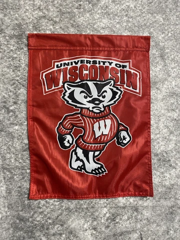 University Of Wisconsin Badgers Mascot Bucky Banner 18” x 13” Red Doublesided Cover