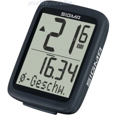 SIGMA BC 8.0 WR FAHRRAD COMPUTER 8 Funkt. SPEED DURCHSCHNITT STRECKE TACHO KABEL - Bild 1 von 4