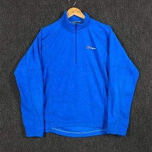 Berghaus Mens Medium 1/4 Zip Pullover Micro Fleece Jacket Bright Blue High Neck - Picture 1 of 13