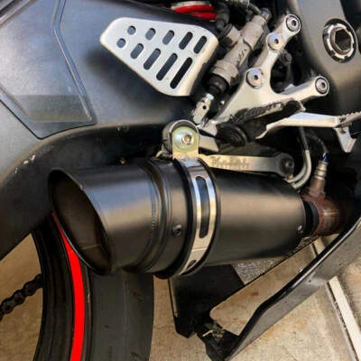Black Exhaust Muffler Tail Pipe Slip-on Motorcycle 38mm-51mm Universal Steel - Image 1 of 4