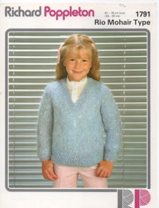 Richard Poppleton Rio Knitting Pattern 1791 Childs Sweater 24-30" Mohair Type - Picture 1 of 1
