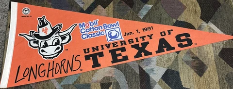 vintage Texas Longhorns 1991 Cotton Bowl Full Size Pennant NCAA TX UT Austin Cover