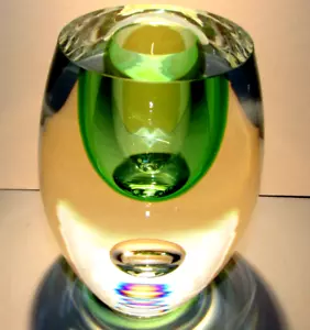 BERANEK Studio Art Glass Crystal Vase Green Hand Blown Czech Bohemia Tisljar - Picture 1 of 7