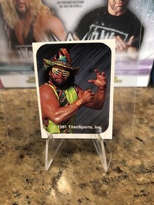 RARE 1991 TitanSports WWF Mini Sticker Macho Man Randy Savage WWE HOF