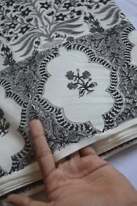 Print_1433 Indian Hand Block Print Handmade Cotton Natural Sanganeri 5 Yard - Picture 1 of 10