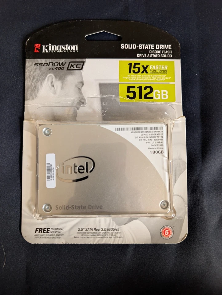Kingston SSDNow KC400 512 GB Retail Blister – Contains Intel 180 GB SSD - Image 1 of 3