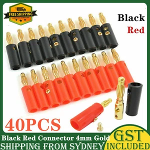 40x Black Red Connector 4mm Gold Plated Banana Audio Speaker Plugs Connector AU - Picture 1 of 11