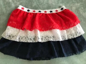Girl's Red White & Blue Patriotic Tiered Ruffle Skirt ~ Size 6-6X - Picture 1 of 7