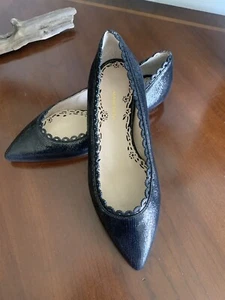 Nuevo con caja $695 Marchesa Natalie Ballet Planos Negro Brillante Talla 36 EE. UU. 6 Hecho en ITALIA - Imagen 1 de 9