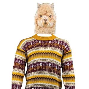 Yellow Peruvian alpaca sweater NEW size M Pullover Handmade 