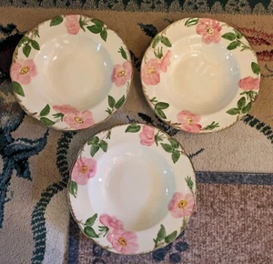 THREE Vintage Franciscan Desert Rose Soup Bowls U.S.A. 8.25" MINT - Picture 1 of 3