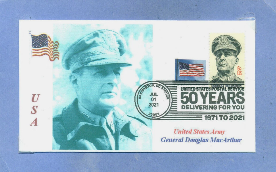 General DOUGLAS MAC ARTHUR, US Army WW II Leader Portrait Cachet Pictorial PM - Image 1 of 1