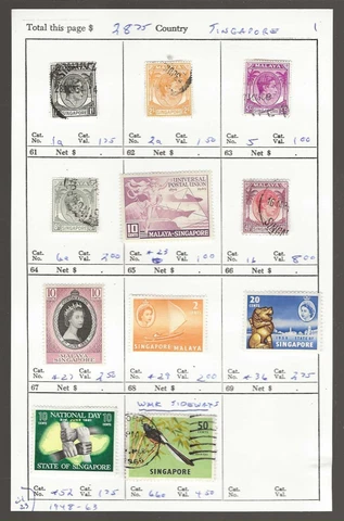 SINGAPORE...Sc #1a/66a...Mint & Used...1948/63...11 Diff...SCV $28.75 Cover