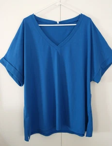 SAMPEEL Women's Tunic Tee Shirt Raglan Sleeve Royal Blue V-Neck - 3XL NWT - Picture 1 of 7