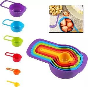 Measuring Cups & Spoons , Set of 6, Mixing Bowl Nesting Multi Color - Picture 1 of 10