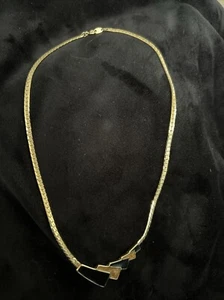 Vintage Estate Trifari Necklaces Enamel Black Gold Tone signed - Picture 1 of 7