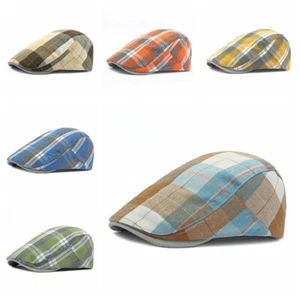 Berretto stile vintage uomo spina di pesce cappello da cabbie guida newsboy berretto piatto a quadri - Foto 1 di 22