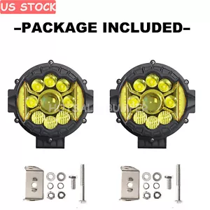 7'' inch Round LED Pod Work Light Bar Driving Foglight Truck Off Road 4WD Yellow - Picture 1 of 9