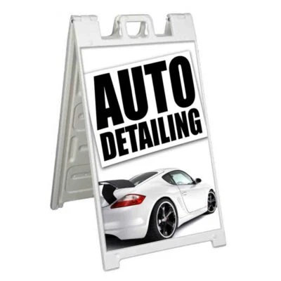 DETALLES AUTOMÁTICOS Signicade 24x36 A Marco Acera Letrero LAVADO DE AUTOS CERA Foto 1 de 3