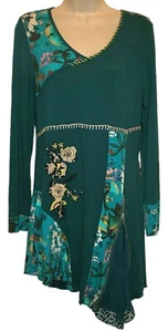 Joe Browns Stretchy Green Multicolor Tunic Top Shirt US Size 8 - Picture 1 of 2