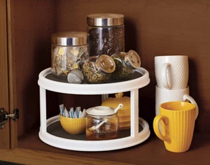 Zuhause Indoor Küche Aufbewahrung Organizer 2 Ebenen Unter Schrank Regal Regal Faule Susan - Bild 1 von 4