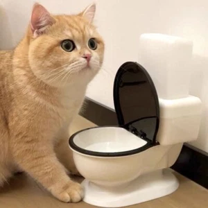 Toilet Shape Cats Drinking Dispenser 600ml Water Bottle Pet Supplies - Picture 1 of 9