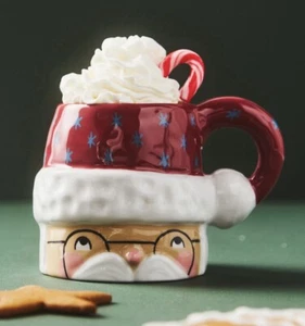 NEW ANTHROPOLOGIE MUG COZY MR CLAUS COFFEE TEA LATTE CUP SANTA ISABEL DOS SANTOS - Picture 1 of 12