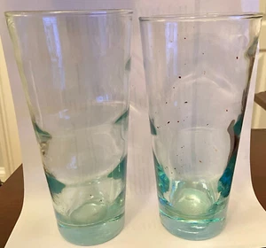 Vintage Libbey Saturn Optic Ripple Aqua 16oz Drinking Glasses Set of 2  - Picture 1 of 3