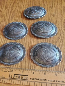 5 Schraubverschluss Conchos Western Leder Handwerk Conchos Gürtel Tack Oval 3" x 2 1/2"  - Bild 1 von 3