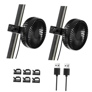 USB Fans 2PCS for Golf Cart, Universal Golf Cart Fans 3-Speed & Adjustable - Picture 1 of 8