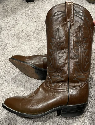 Tony Lama Brown Leather Cowboy Boots Mens Size 10.5 EE Style 2990 USA - Image 1 of 4