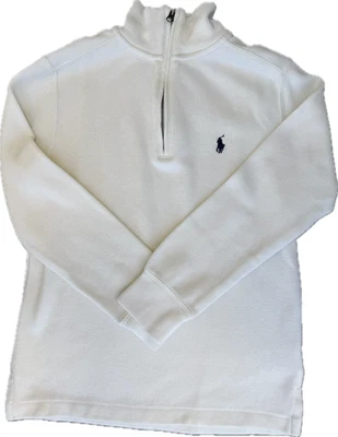Polo Niños Talla S (8) Ralph Lauren Media Cremallera Blanco Pullover Cuello Sin Mock - ¡Vacaciones! 8 Foto 1 de 4