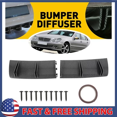 Difusor de labios de parachoques trasero 10 aletas de tiburón divisor carbono A para Ford Fusion 2010-20 Foto 1 de 4