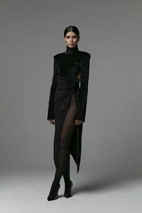 Premium black velvet fabric by the yard 425 Grams Weight - Picture 1 of 5