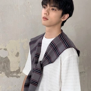 Wraps Stripe Scarf Cloak Fake Collar Wraps Simple Men Knitted Shawl Blouse - Picture 1 of 18
