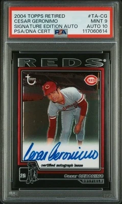 2004 Topps Retired Signature Cesar Geronimo Auto #TA-CG PSA 9 10 Auto Dual Grade - Image 1 of 4