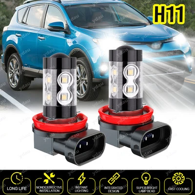 For Toyota RAV4 2006-2021 6000K H11 H16 LED Fog/Driving Light Bulbs White Lamps - Image 1 of 4