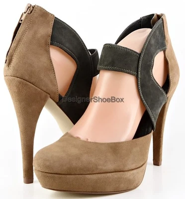 $245 FOR ALL 7 MANKIND MARTY Camel Grey Suede Designer Heels Pumps 10 - Изображение 1 из 4