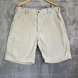 Carhartt Shorts Mens 38 Tan Canvas 10" Carpenter Cargo Utility Workwear B147 - Picture 1 of 10