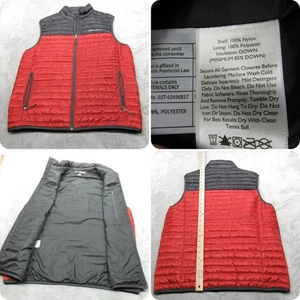 Eddie Bauer Down Vest Mens Medium Red Gray 700 Lightweight Pack Quilted Puffer - Picture 1 of 11