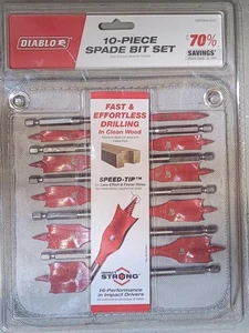 NEW Sealed DIABLO SPEEDemon High Speed Steel Spade Bit Set with Pouch 10 Piece - Picture 1 of 3