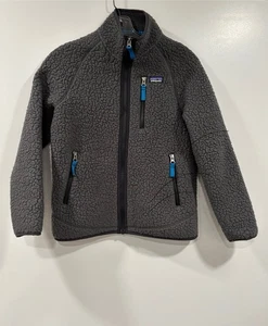 PATAGONIA Kids' Deep Pile Fleece Jacket Full-Zip Gray Size M / 10 - Picture 1 of 12